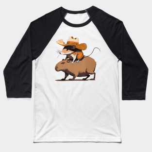 Capybara Men Cute Mouse Cowboy Rat Baseball T-Shirt
